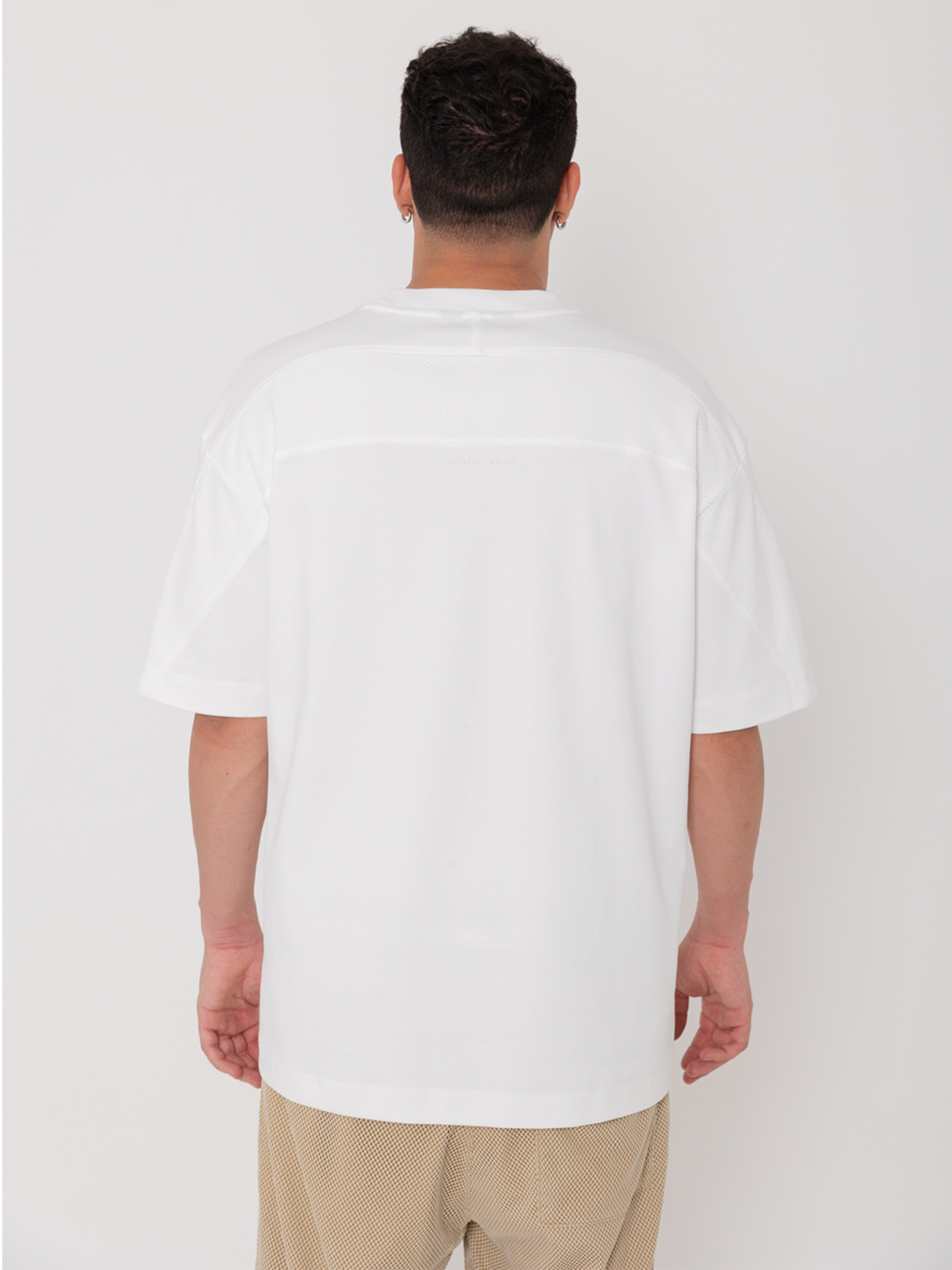 ★PISCESS★Cotton Mesh Slim Fit T-shirt★White★大人気★ Organic Loose Fit T-Shirt